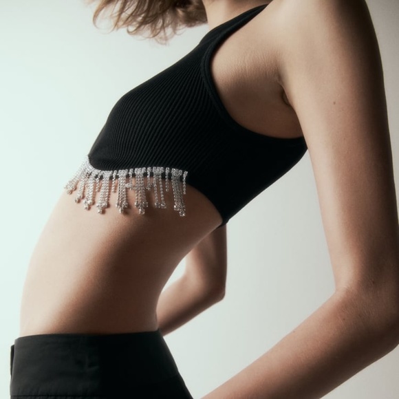 Zara SEAMLESS RHINESTONE TOP - Picture 6 of 17